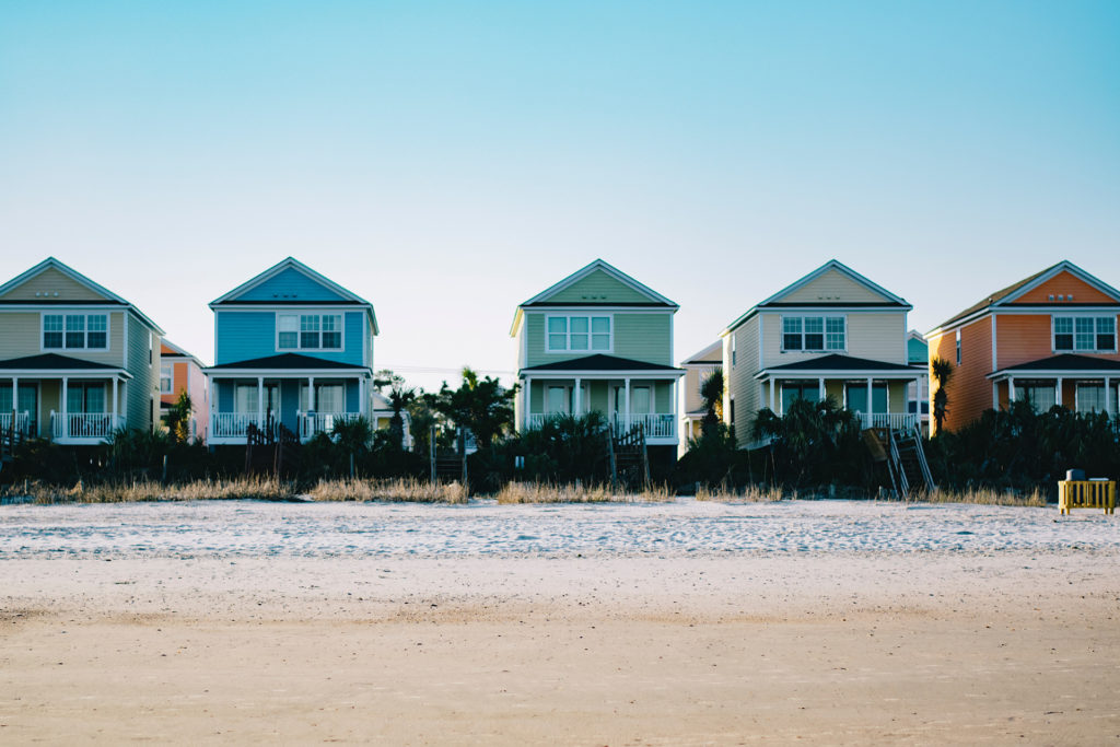 row of beachfront homes